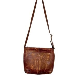 Duluth Trading Co Lifetime Leather Crossbody Bag Brown Rugged Utility Distressed